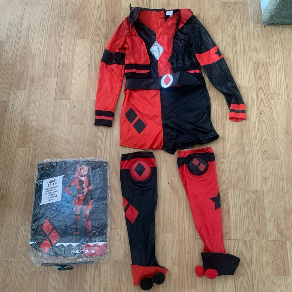 Harley Quinn Costume Cosplay Dress Up DC Girls Size Large 12-14 Halloween Comic